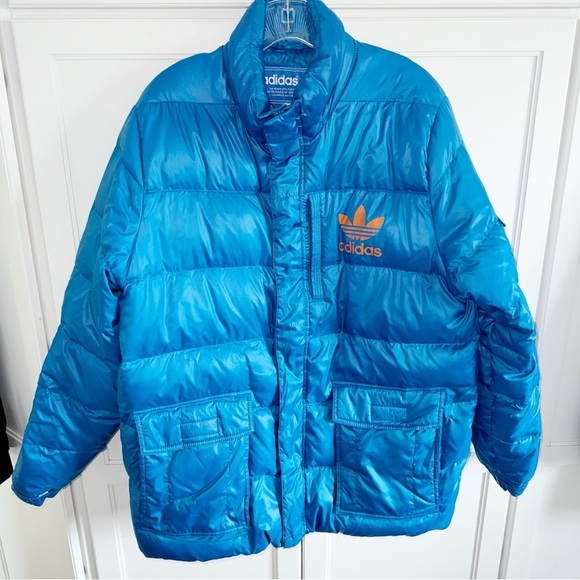 Adidas Adicolor Down Puffer Jacket Blue Sz Large - Picture 3 of 16